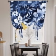 thumbnail image 4 of White Wildflower Tie Up Curtain 54 Inches Long, Watercolor Floral Leaves Plants Navy Blue Balloon Style Kitchen Window Curtain Over Sink, Small Window Rod Pocket Curtain 42"x54", 4 of 9