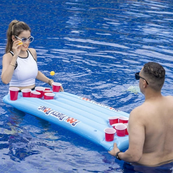 lacooooppia Inflatable Beer Pong Pool Float PVC Float Lounge for Lake Water Park Holiday