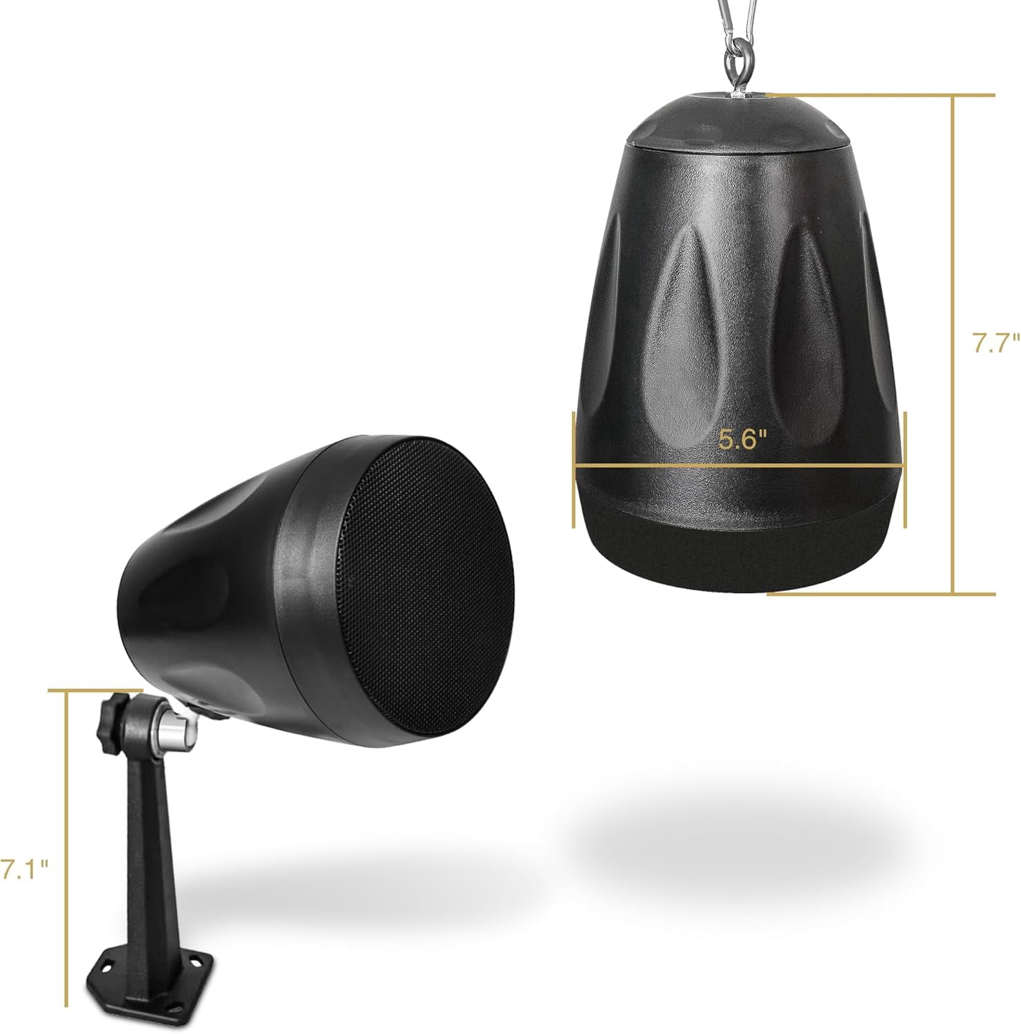 Sound Town Commercial Restaurant Bluetooth Amplifier + Pendant Speaker Set, with One 6-Zone 70V/100V Amplifier with Bluetooth, 6 x All-Weather 4-Inch Pendant Speakers, Black (STCA180X6PD4B)