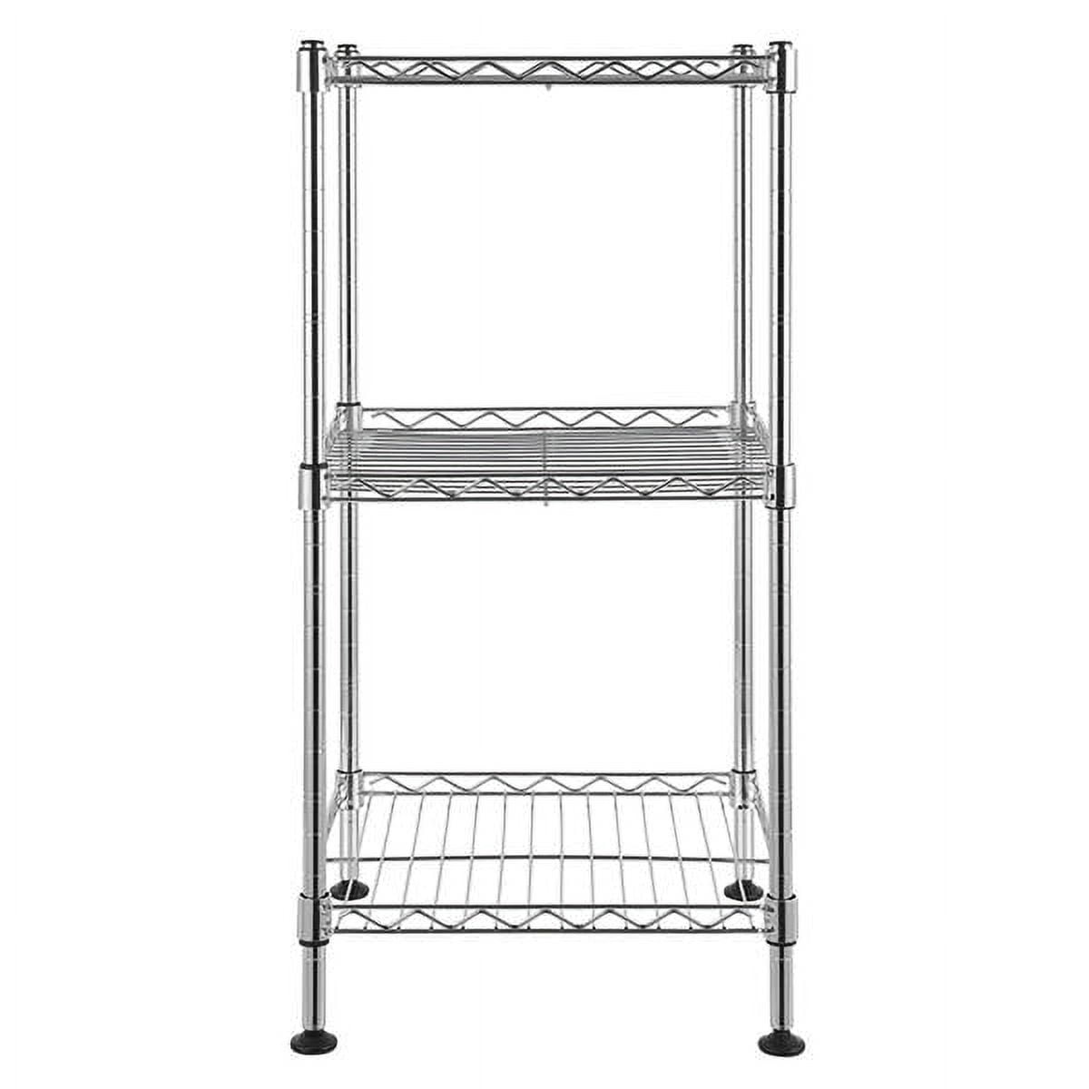 Silver Chrome Storage Shelf - NSF Certified Heavy-Duty Bathroom/Bedroom Organizer, 66lb Capacity Per Shelf, Tool-Free Assembly