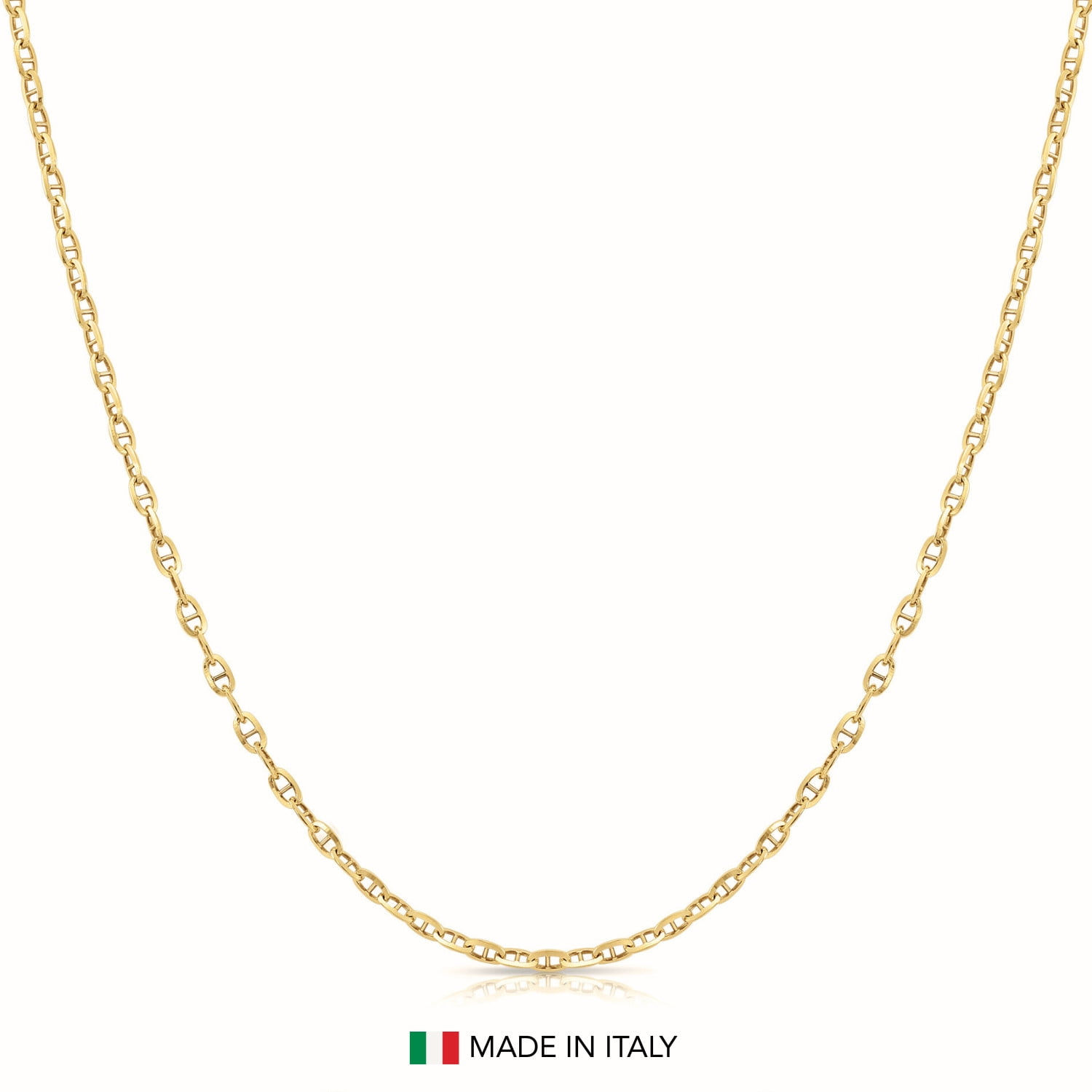 Tilo Jewelry Yellow Gold Plated Solid 925 Sterling Silver 2.75mm Anchor Mariner Chain Necklace with Secure Lobster Lock | 18 Inch | Everyday Necklace for Women, Men, Unisex