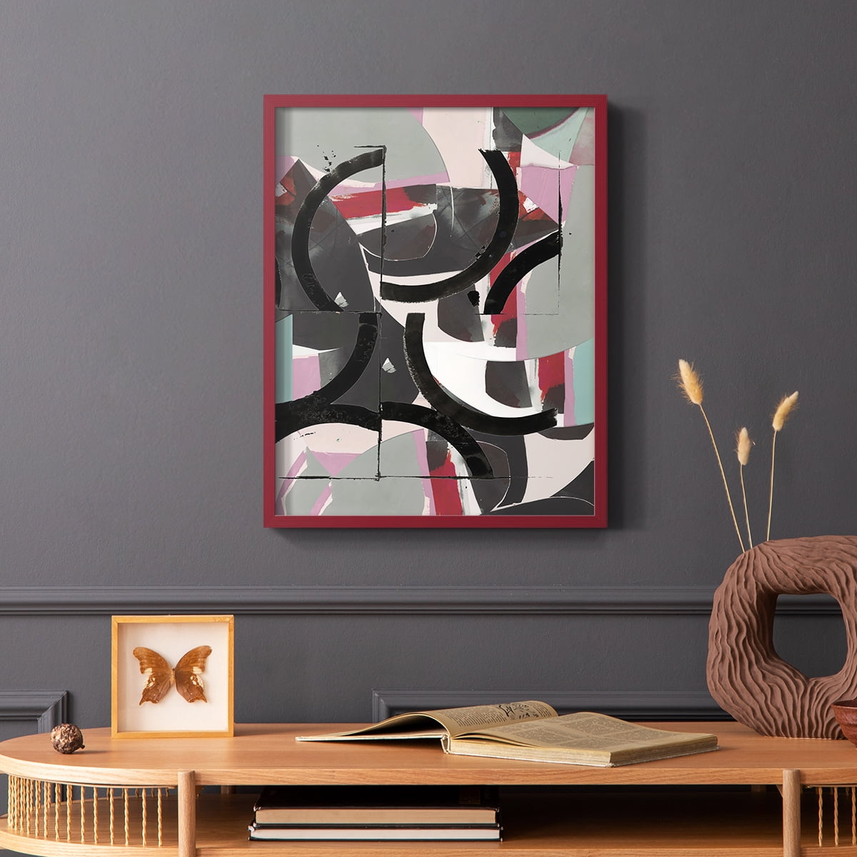 Cartissi Space II Framed Print in Red Solid Wood Framed Print No Nail Hanging