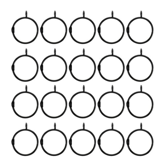 OUNONA 20Pcs Black Curtain Rings Clips Supporting Curtains Homeowners Window Dressing