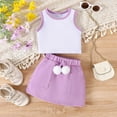 thumbnail image 2 of Huanglei Girls' Sleeveless Vest Hairball Pendant Solid Color Skirt Two Piece Set, 2 of 9