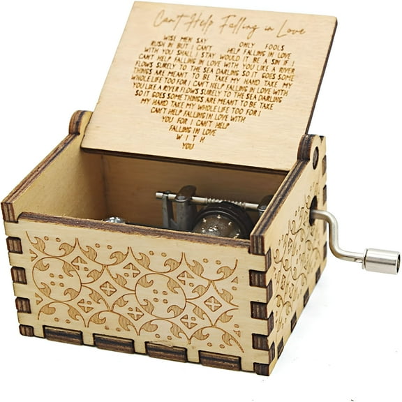 LAMIRO Falling in Love Wood Music Box,Antique Engraved Musical Boxes Case for Loved One Wooden Music Box - Gifts for Lover,Boyfriend,Girlfriend,Husband,Wife (Wood)