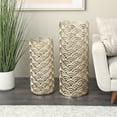 thumbnail image 2 of DecMode 32", 13"H Geometric Art Deco Inspired Gold Aluminum Metal Vase with Arch Designs, Set of 2, 2 of 11