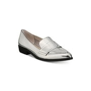 Bar III Womens Involve Pointed Toe Loafers, Silver, Size 7.0
