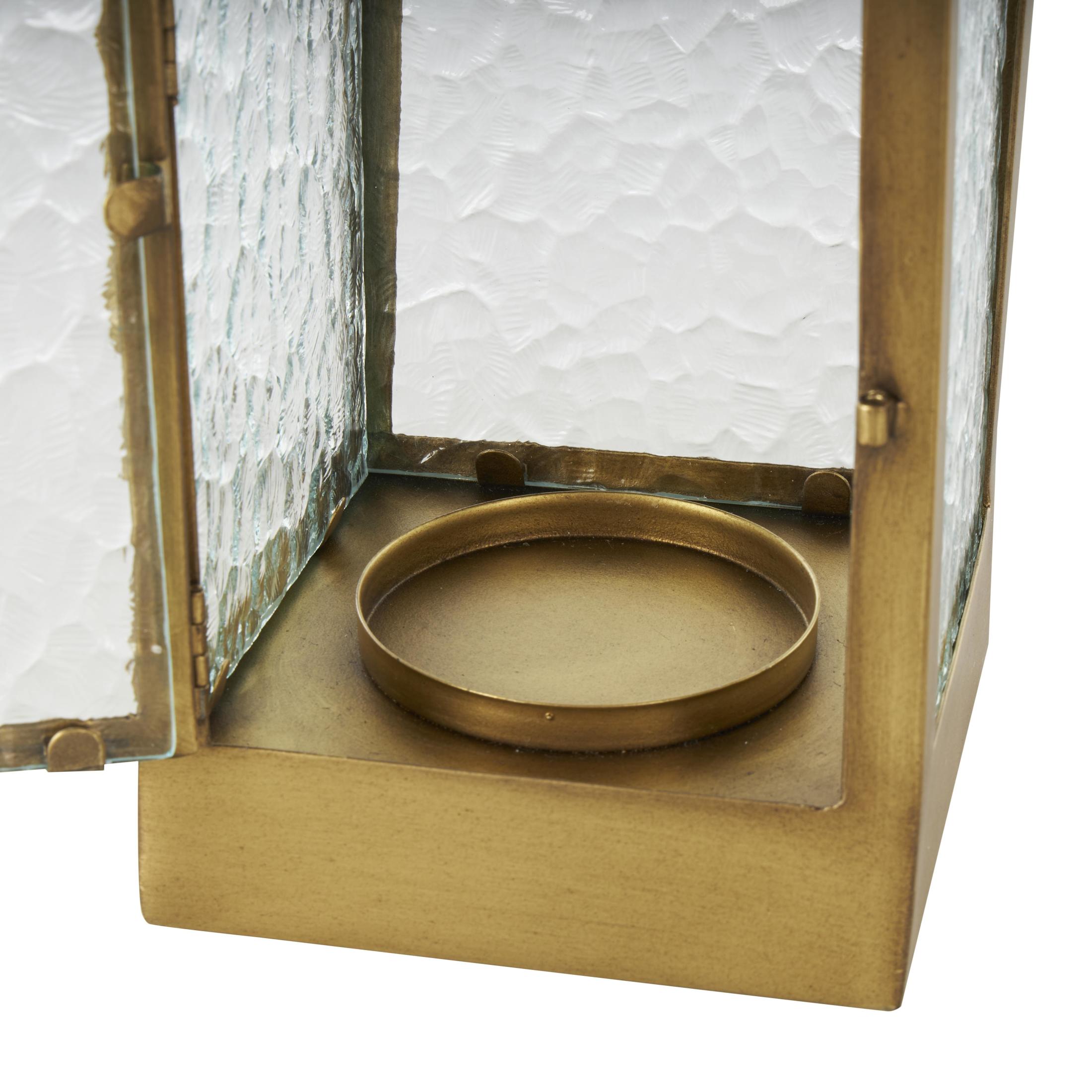 DecMode Gold Metal Arched Candle Lantern with Top Handle