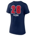 thumbnail image 3 of Women's Matt Olson Navy Atlanta Braves Fastball Player Name & Number V-Neck T-Shirt, 3 of 3