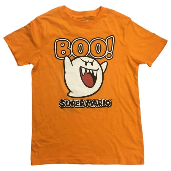 Super Mario Boys Orange Boo Ghost Halloween T-Shirt Tee Shirt Medium (8)