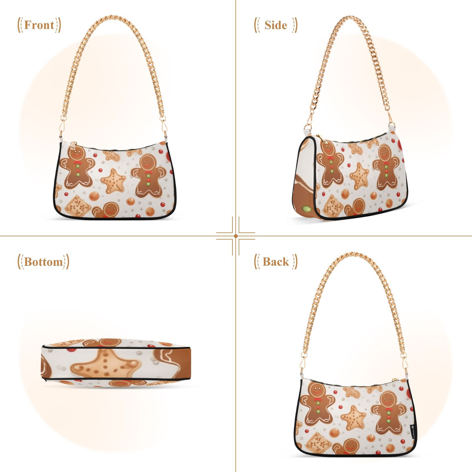 Gingerbread Man CookiesWomen Small Shoulder Bag Crossbody Tote Hobo Bags Purse Clutch Handbags with Chain Strap for Women
