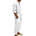 thumbnail image 6 of VBTAPA Men 2 Piece Outfits Long Sleeve Casual Button Down Shirt and Pants Sets Summer Beach Vacation Matching Set White XXL, 6 of 8