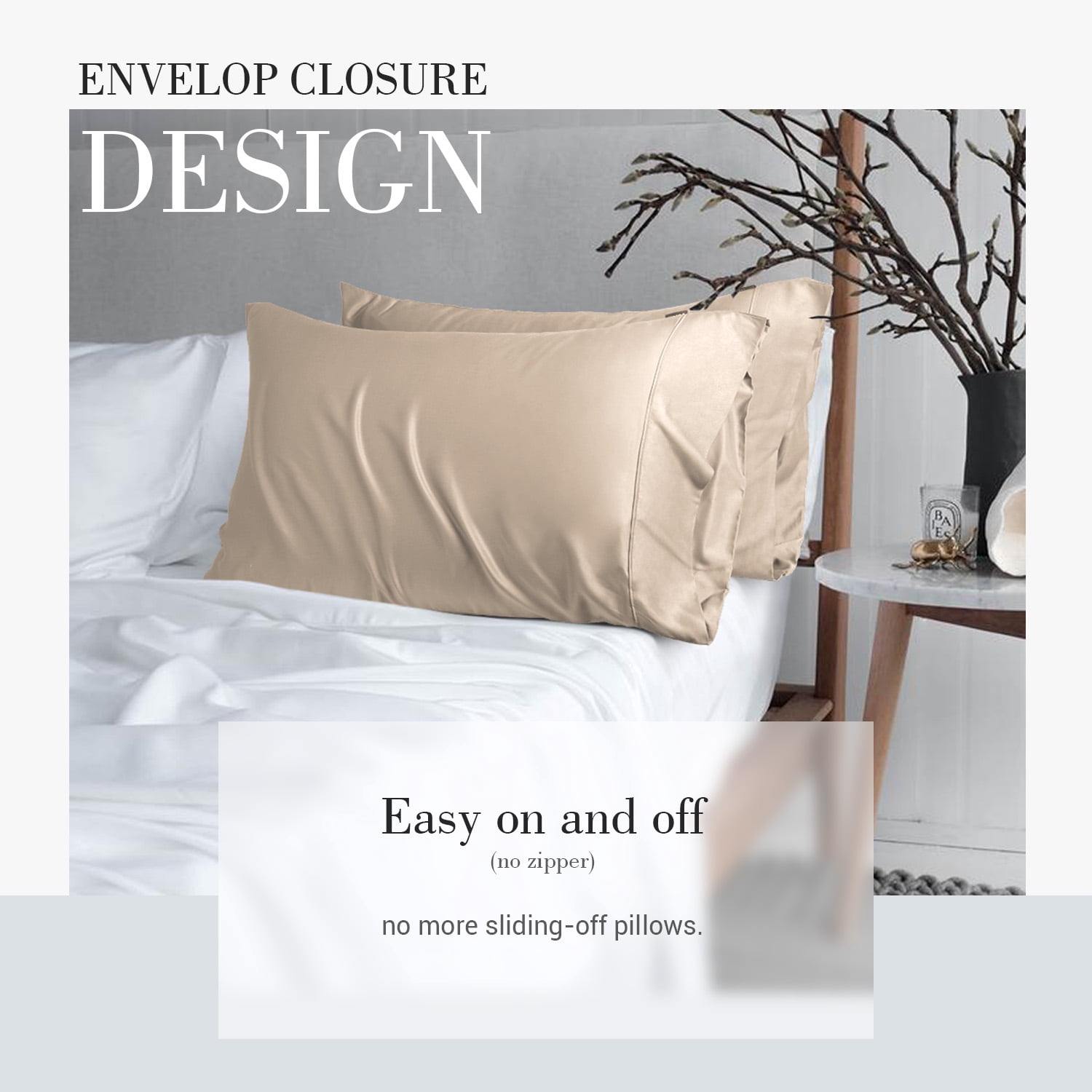 SORMAG Taupe Bamboo Cooling Pillowcases King Pillow Cases Set of 2 Pack,20x36 inches