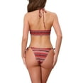 thumbnail image 3 of Women's Colorblock Stripes Ripple Pattern Bikini Sets, 2 Piece Halter Top Triangle Bottom Swimwear Bathing Suits Small Red, 3 of 5