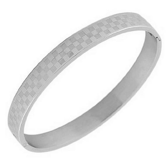 Stainless Steel Checkers Board Design Silver-Tone Womens Bracelet