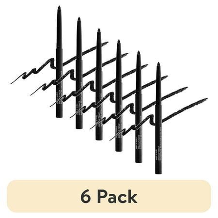 (6 pack) Wet n Wild Mega Last Breakup Proof Retractable Eyeliner Pencil, Black, 0.01 oz