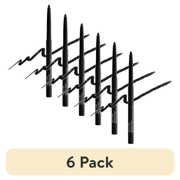 (6 pack) Wet n Wild Mega Last Breakup Proof Retractable Eyeliner Pencil, Black, 0.01 oz