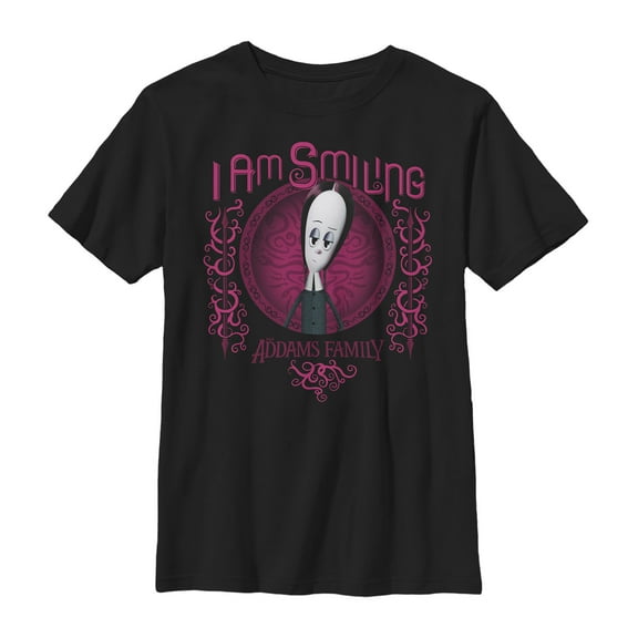 Boy's Addams Family Wednesday I Am Smiling  Graphic Tee Black X Small