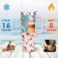 thumbnail image 6 of 40 oz Cute Strawberry Print Tumbler with Handle and Straw Lid Strawberry Themed Gifts for Women Double Insulated Cup Travel Coffee Mug, 6 of 6