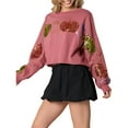 thumbnail image 3 of Sudadera de Halloween con Lentejuelas para Mujer, Larga, Purpurina Brillante, Calabaza, Fantasma, Suéter Feo de Halloween. Color Rubor XL, 3 of 10