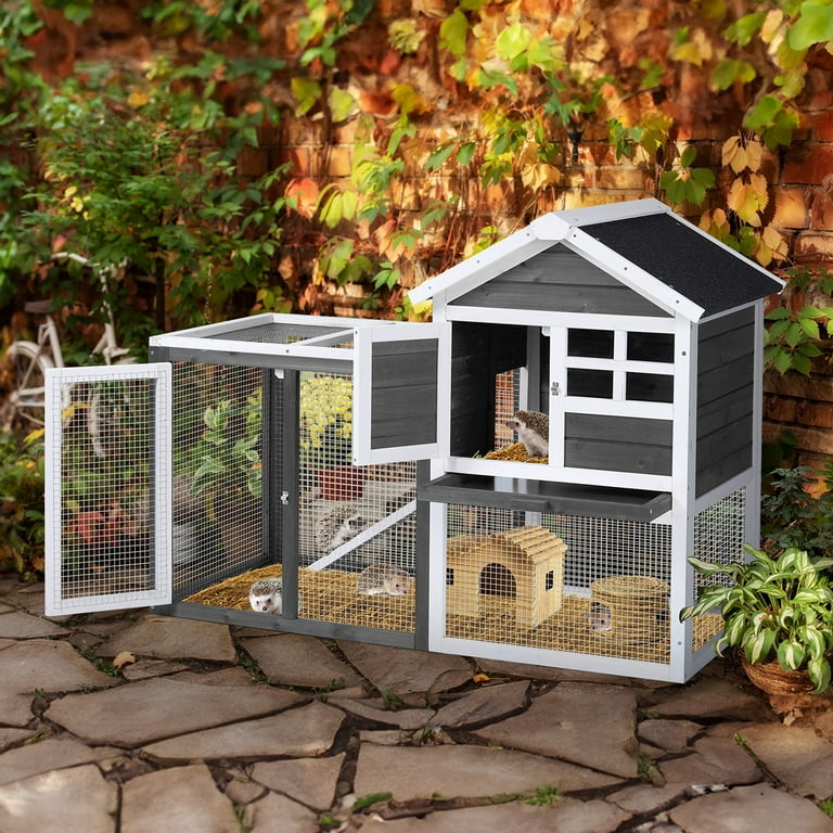 Ktaxon Wooden Chicken Coop Rabbit Hutch, Pet House, 48'' Gray, Fir