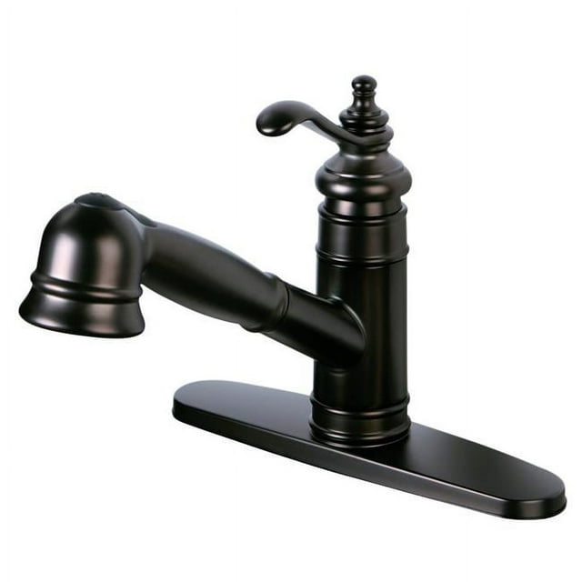 Kingston Brass GSC7575TL Templeton Single HandlePull Out Kitchen Faucet with Deck Plate, Oil Rubbed Bronze