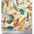thumbnail image 1 of Soimoi Yellow Rayon Fabric Mixed Vegetable Decor Fabric Printed Yard 42 Inch Wide, 1 of 3