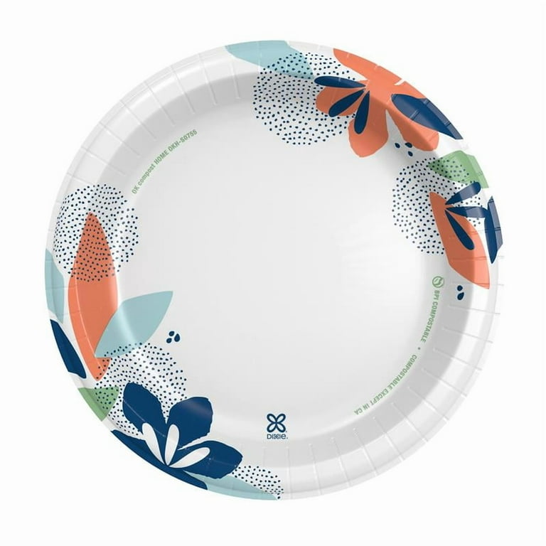 Dixie Paper Plates, 10 inch, 50 Count, 2X Stronger*, Multicolor, Disposable Plates