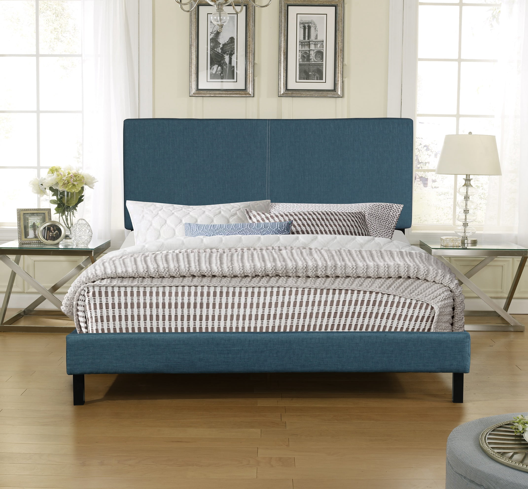Shunk Panel Upholstered Platform Bed-Twin