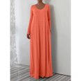 thumbnail image 5 of mfyjkho Vestidos para mujer, Vestido de mujer de moda de color liso con cuello en V y manga larga, falda larga con bolsillo Vestidos maxi para mujer s, 5 of 5