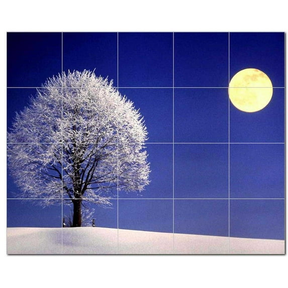 Trees Leaves Ceramic Tile Mural Kitchen Backsplash Bathroom Shower, 406044-S54