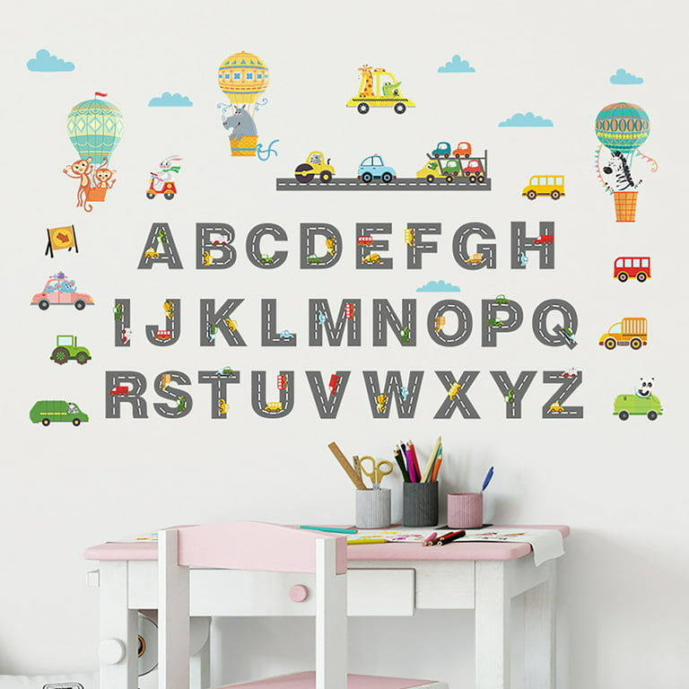 Leaveforme Alphabet Wall Decals, Removable Animal ABC Educational Wall Stickers for Kids Nursery Bedroom Living Room Decor (Alphabet), Size: 40, Style
