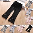thumbnail image 4 of Odeerbi 2-14 Años Niñas Algodón Pantalones Acampanados Lechuga Recortar Bell Bottom Pantalones Casual Cintura Media Pajarita Deportes Pantalones Largos, 4 of 5