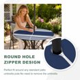 thumbnail image 4 of Round Outdoor Tablecloth with Umbrella Hole and Zipper, Farmhouse Navy Blue Tablecloth with Elastic Waterproof, Farmhouse Blue Line Striped Patio Table Covers for 45" - 54" Picnic Pool Tables, 4 of 9