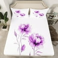 thumbnail image 2 of jejeloiu Purple Flower Floral Full Size Sheets,Natural Plant Theme Bed Sheets,Modern Minimalsit Aesthetic Sheet Sets For Girls,Super Cozy Room Decor,4-Piece, 2 of 7