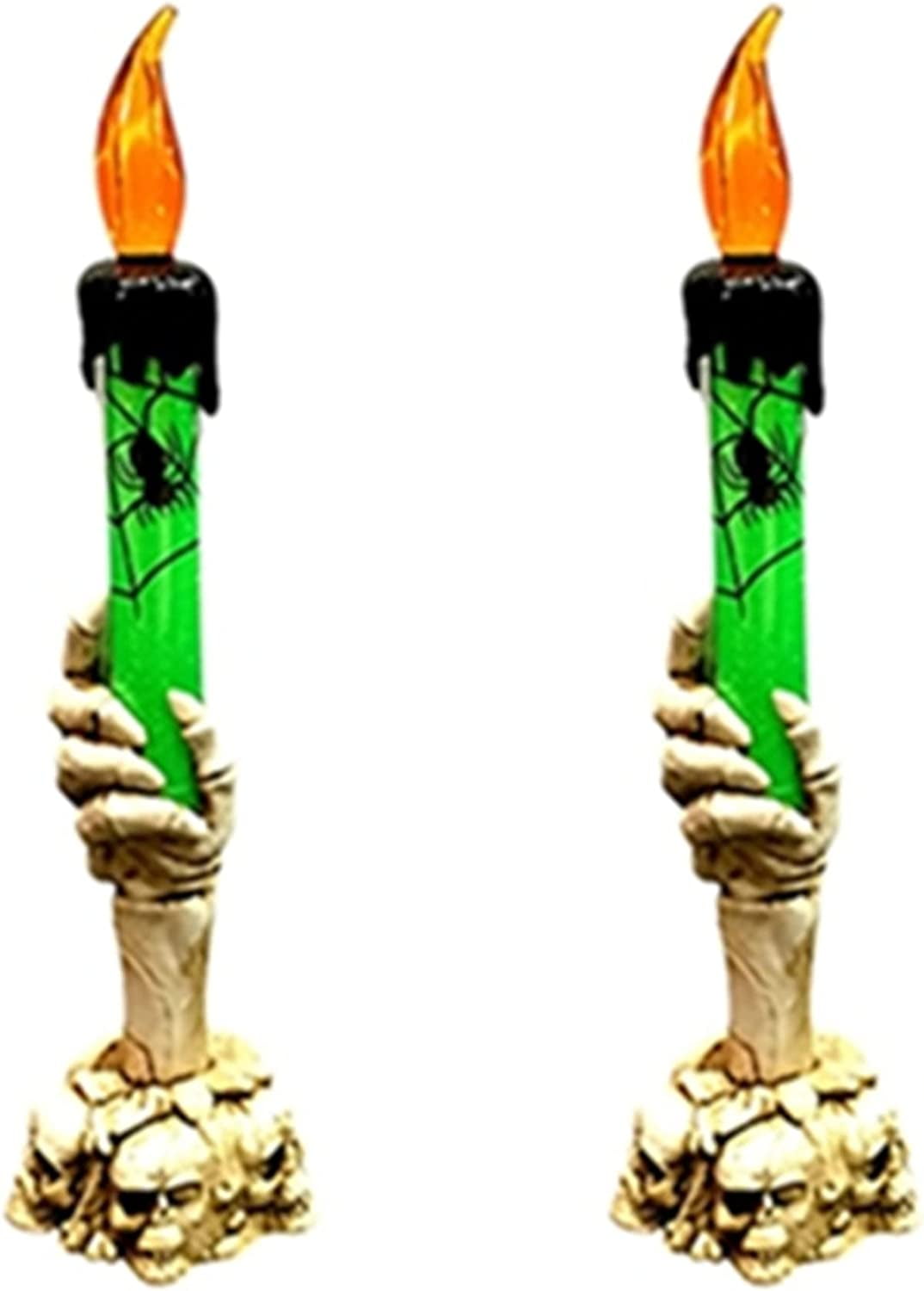 LINLIN Candle Halloween Candelabra, Flameless Candle Lights Halloween Skull Candle Holder Light