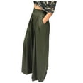thumbnail image 2 of Charella Wide Leg Pants for Women Fashion Casual Full-Length Loose Pants Solid High Waist Trousers Long Straight Wide Leg Pants Army Green,2XL, 2 of 6