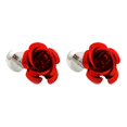 thumbnail image 2 of Gemelos de flor rosa de lujo San Valentín Amor Gemelos de fiesta de bodas rojo Sunnimix Gemelos de latón, 2 of 8