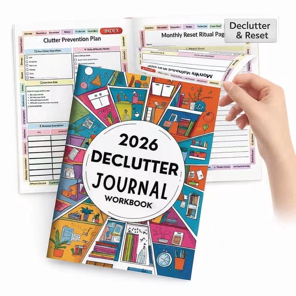 2026 Declutter Journal Workbook, Large 8.27 x 11.22 Home Organization Log with Room-by-Room Checklists, Tear-Off Task Pages, Index Tabs & Monthly Reset Pages