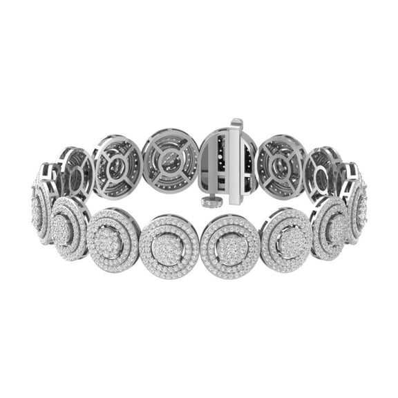 ARAIYA FINE JEWELRY 925 Sterling Silver Round Shape Lab Grown Diamond Composite and Cluster Bracelet (5 cttw, D-F Color, VS1 Clarity) 7 inch