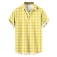 thumbnail image 4 of hoksml Men's Plaid Short Sleeve Camp Collar Button Down Shirts, Regular Fit Breathable Casual Tops for Beach Daily Vacation, 4 of 7