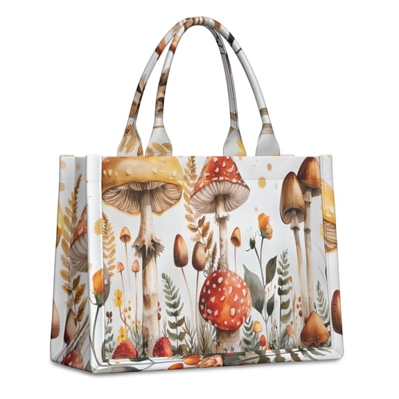 Large Capacity Tote Bag,Red Mushroom Flower White Pattern Handbag Fashion Luxury Tote Bag,15.7"x13"x 5.1" Inches,Laptop Compatible