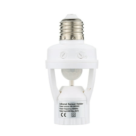 

360 Degree Detection PIR Infrared Motion Sensor E27 Lamp Base Holder Bulb Socket Day & Night 2 Modes