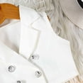 thumbnail image 5 of Girls Outfit Casual Two Piece Vest Top Collar Pleated Skirt Kids Summer Clothes,White,Size 6 -7 Years, 5 of 9