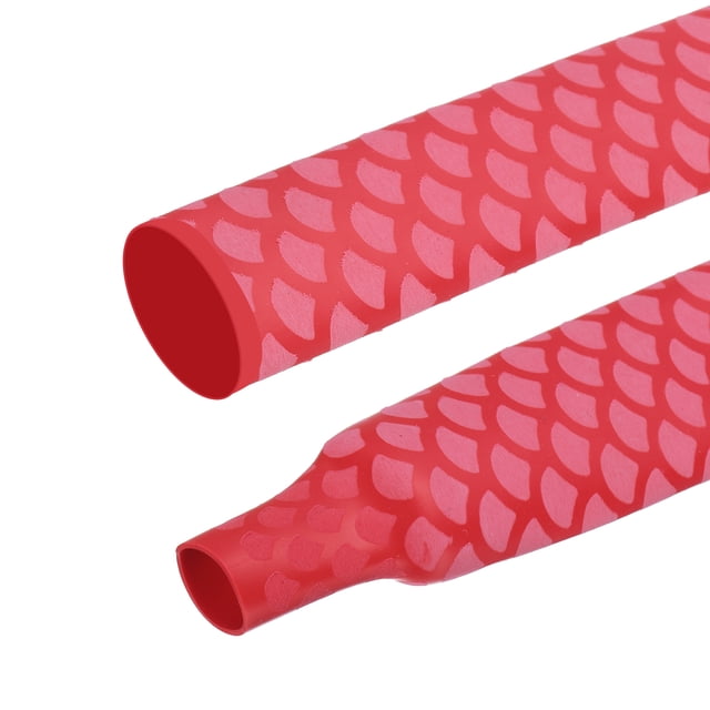 Uxcell 3.3ft 0.9" Dia Tubo Termocontraíble para Cañas de Pescar, Patrón de Escala de Pescado 22mm 1.8:1 Mango de Envoltura Termocontraíble con Aislamiento Impermeable Antideslizante, Rojo
