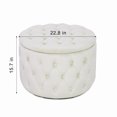 thumbnail image 2 of 22.8 '' Dia Velvet Round Storage Ottoman Button Tufted Footrest Stool Bench Coffee Table for Living Room White, 2 of 9