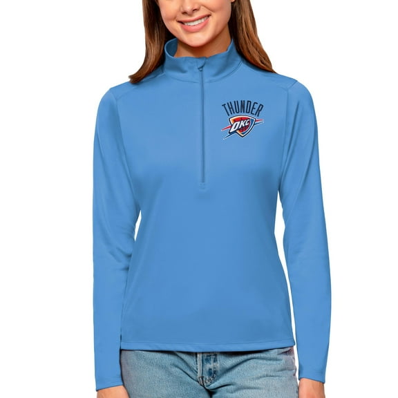 Women's Antigua Blue Oklahoma City Thunder Tribute Half-Zip Top