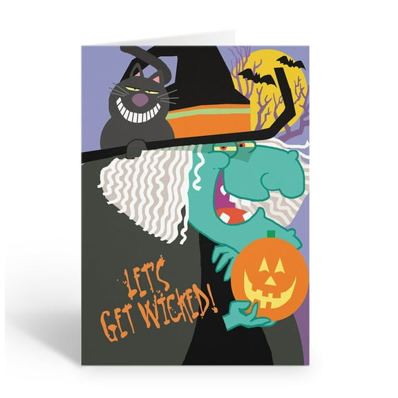 Lets Get Wicked Halloween Greeting Card - 12 Cards with Envelopes - Halloween -