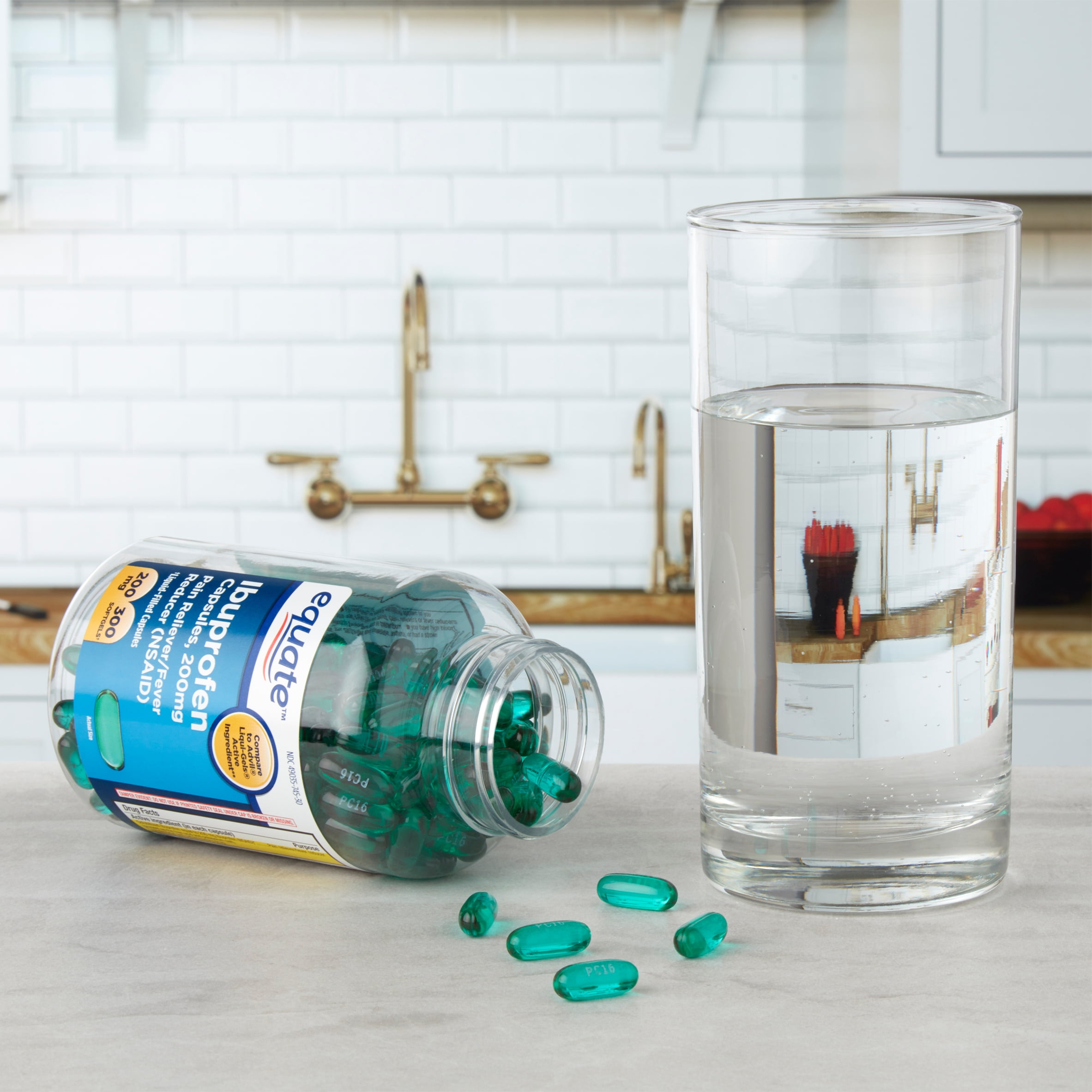 Equate Ibuprofen Capsules, 200 mg, 300 Count