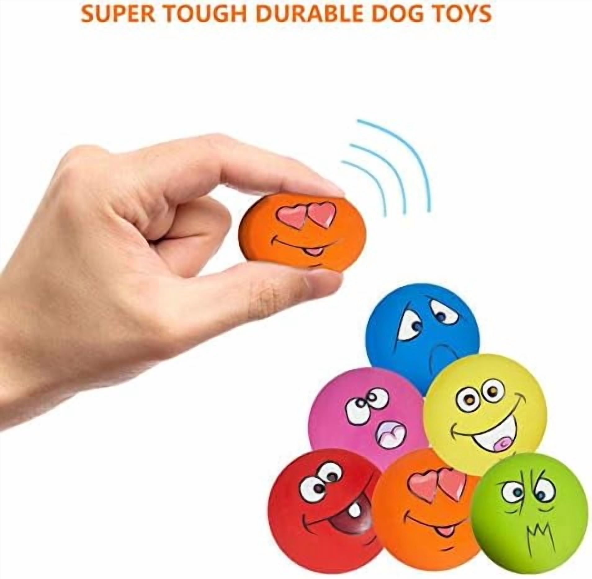 Dog Toy Squeaky Dog Toys Funny Face Chewing Latex Rubber Soft Fetch Play Interactive Dog Balls for Puppy Small Medium Pet Dog (6PCS)